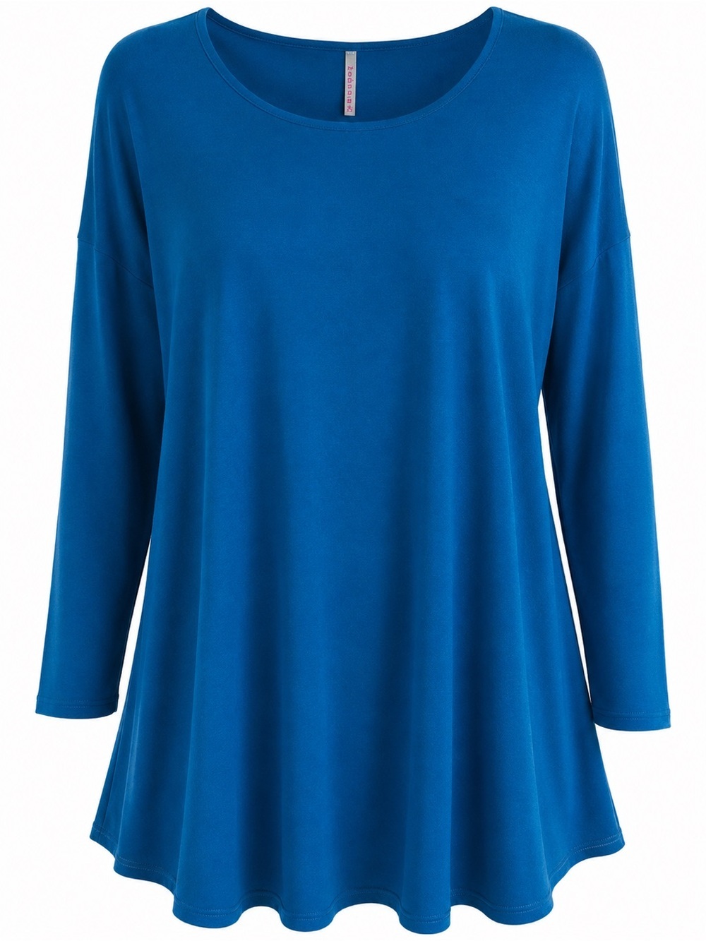 Azules Royal Blue Long Sleeve Swing Tunic Top XL Made USA Rayon Stretch NWOT - Picture 6 of 7